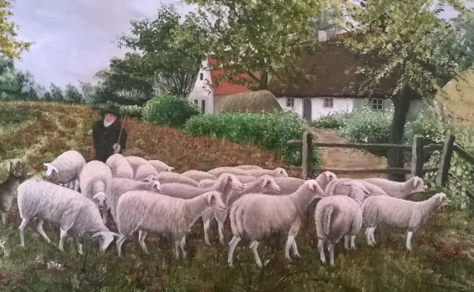 Schapen hoeden - schilderij Louis Steeghs