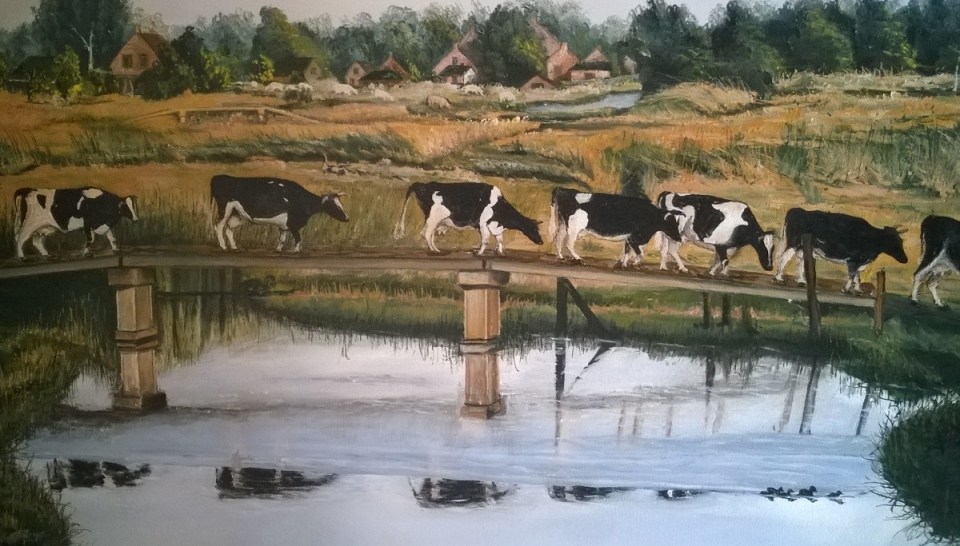 Koeien op Pad - schilderij Louis Steeghs