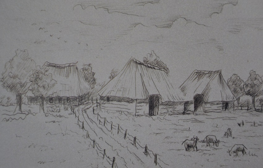 Buurtschap de Heitrak - prent uit boek 600 jaar onderweg naar Neerkant